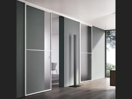 Porta per interni Glass Bianco Scorrevole Esterno Muro 02 di Bertolotto