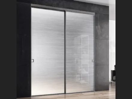 Porta scorrevole per interni Grafite in laminato e vetro di Bertolotto