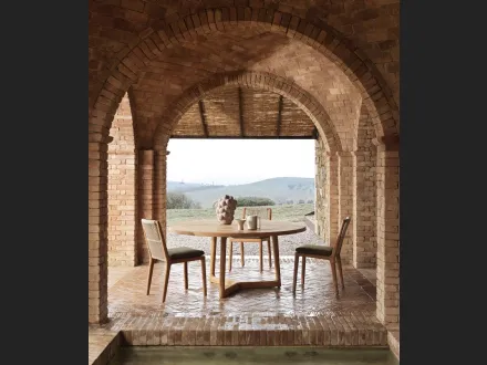 Sedia Cobea in legno massello di Teak con intreccio in polietilene di Molteni & C