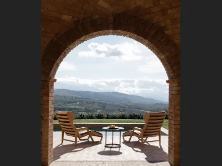 Poltroncina in legno e tessuto D-150-5 di Molteni & C