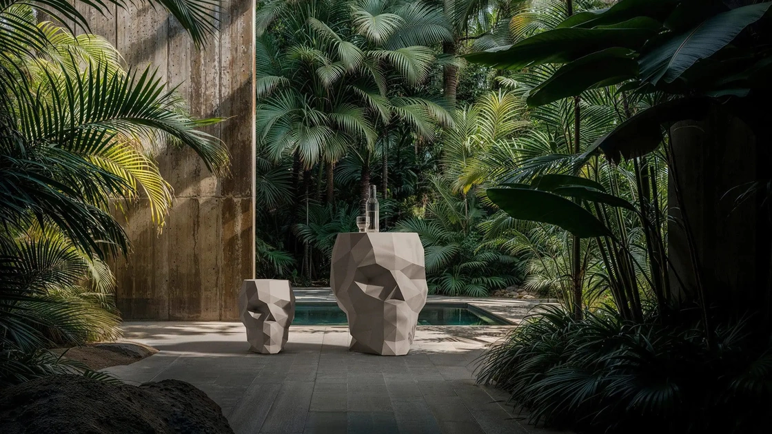 tavolo e Sgabello Skull di Vondom