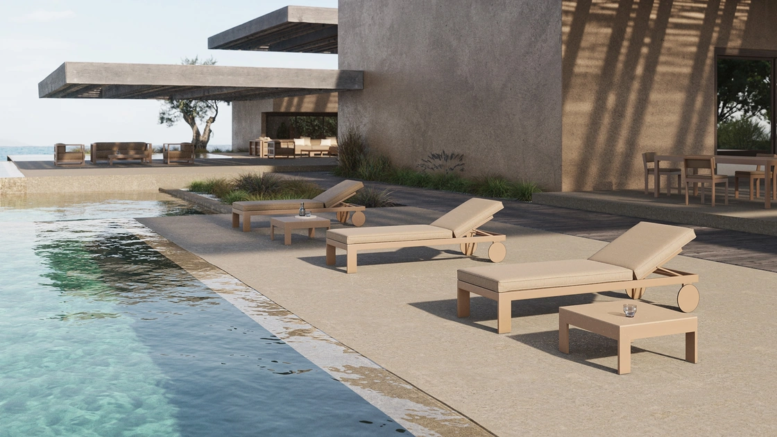 Lettino Posidonia Sun Lounger in alluminio laccato di Vondom
