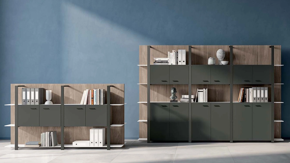 Armadio Boiserie in melaminico Olmo e melaminico laccato di Quadrifoglio