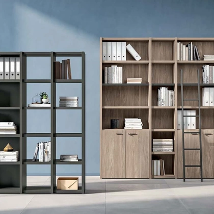 Mobile Armadio Libreria in melaminico laccato e melaminico Olmo di Quadrifoglio