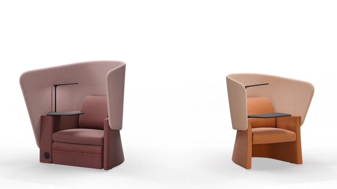 Poltrona da attesa in tessuto con pannello isolante Cocoon di Milani