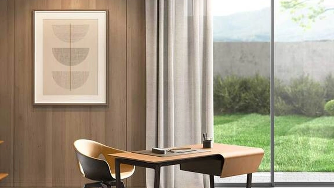 Scrivania operativa con top rivestito in cuoio Fred di Poltrona Frau