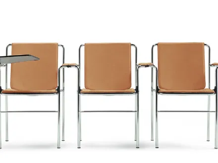 Sedia impilabile da attesa in pelle  Movie di Poltrona Frau