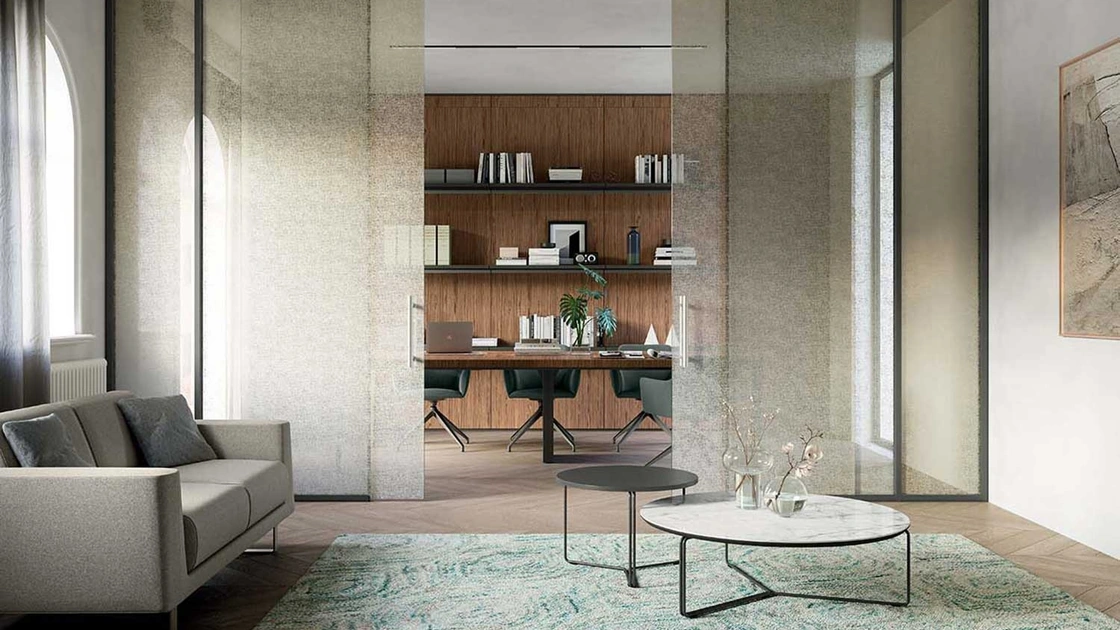 Pareti divisorie in vetro satinato M3 di Quadrifoglio