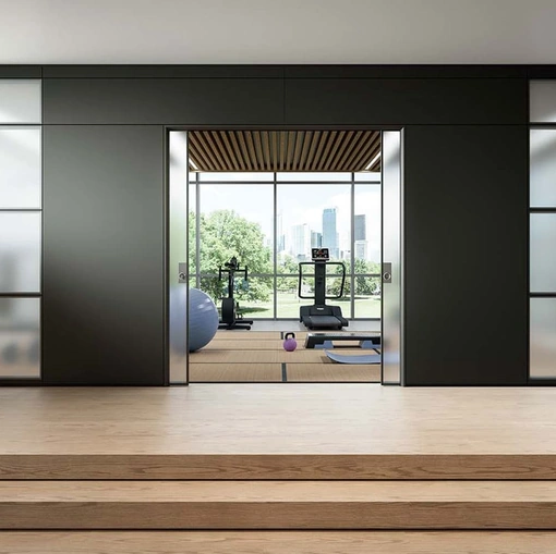 Pareti divisorie modulabili P1 in laccato e vetro satinato di Quadrifoglio