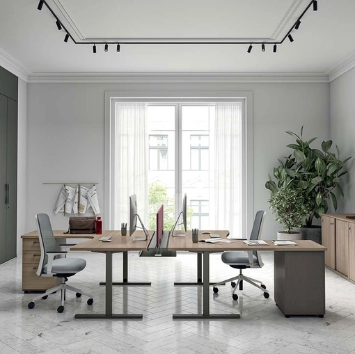 Scrivania Operativa Idea+ Tube in melaminico Olmo di Quadrifoglio