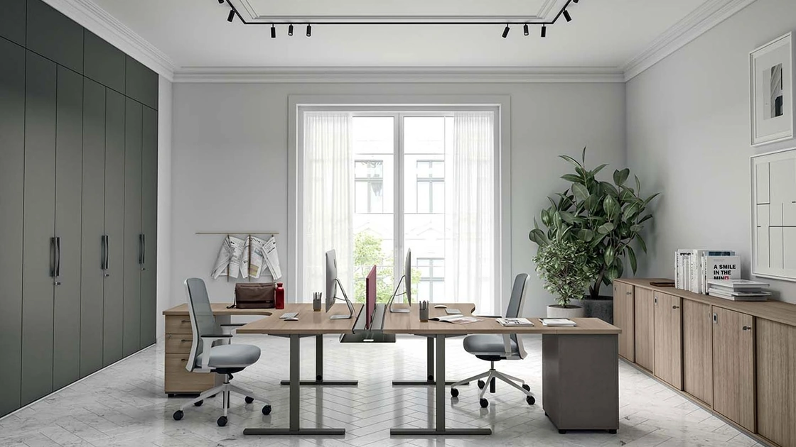 Scrivania Operativa Idea+ Tube in melaminico Olmo di Quadrifoglio