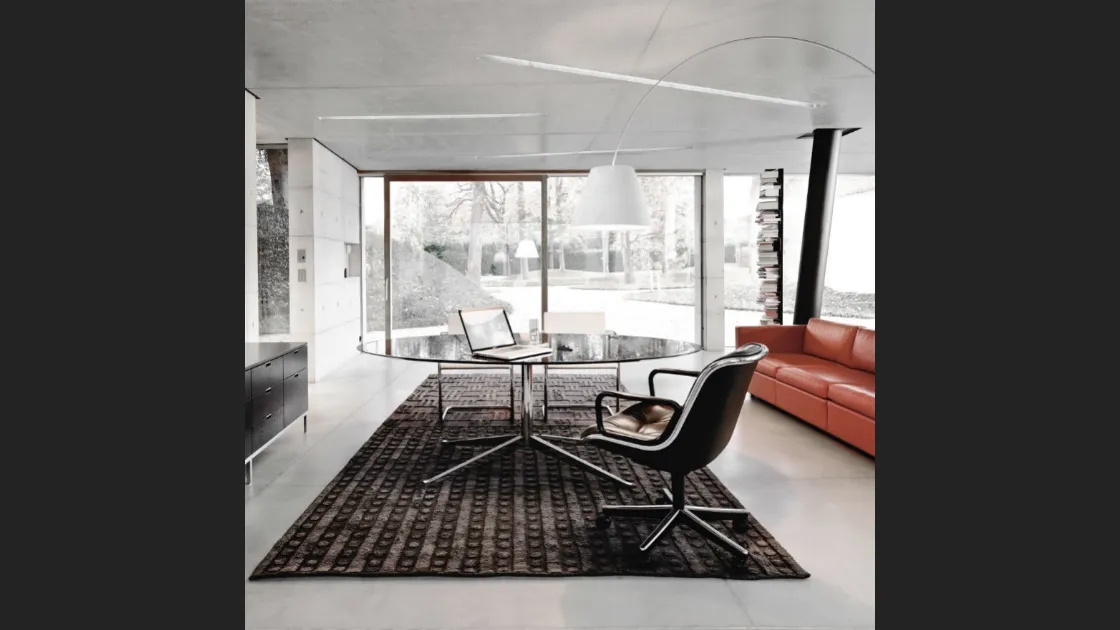 Scrivania Direzionale Florence Knoll Table Desk in vetro di Knoll
