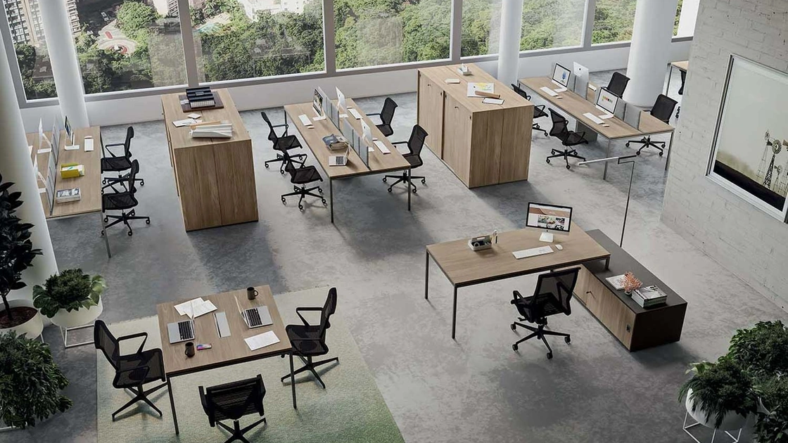 Scrivania Operativa X1 in melaminico Rovere e Antracite di Quadrifoglio