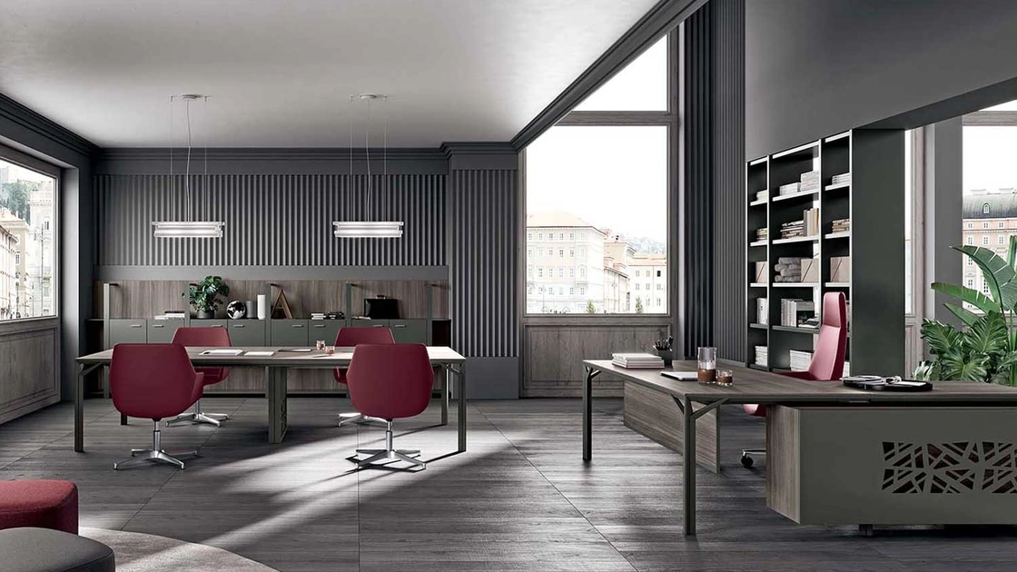 Scrivania Direzionale X8 in melaminico con base in metallo di Quadrifoglio