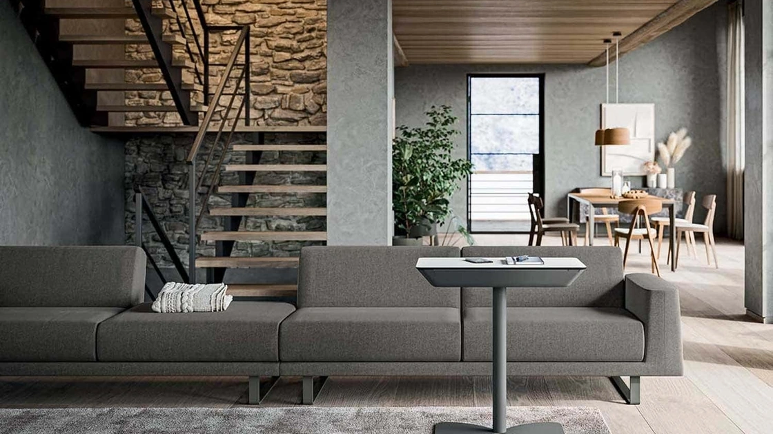 Scrivania Operativa funzionale per Smart working Flipper in melaminico Bianco e base in metallo di Quadrifoglio