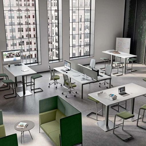 Scrivania Operativa Greko con piano in melaminico Bianco e base in metallo di Quadrifoglio