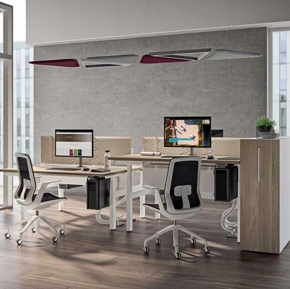 Scrivania Operativa Up&Up in melaminico Olmo con struttura in metallo Bianco Lucido di Quadrifoglio