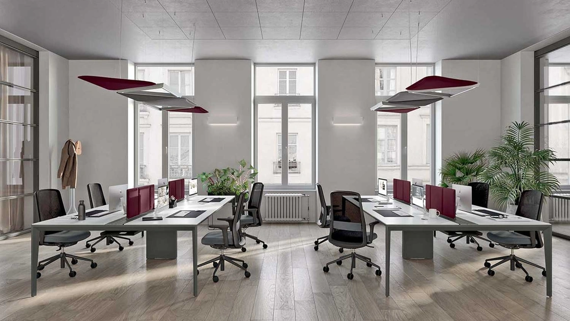 Scrivania Operativa X5 in melaminico Bianco con struttura in metallo di Quadrifoglio