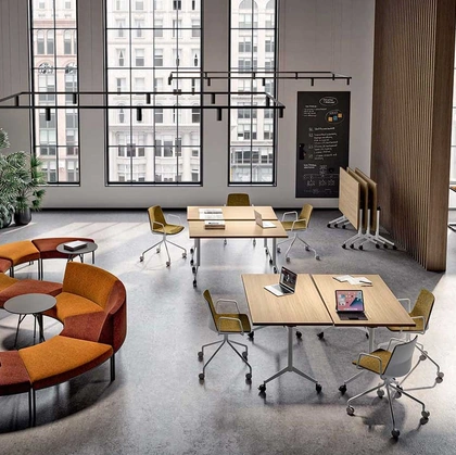 Scrivania per sala riunioni pieghevole in melaminico Rovere di Quadrifoglio