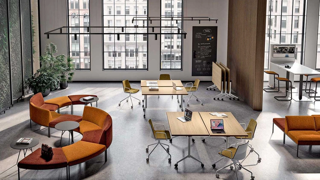 Scrivania per sala riunioni pieghevole in melaminico Rovere di Quadrifoglio