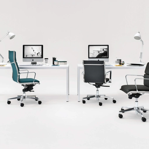 Poltrone da Ufficio ergonomiche in tessuto con schienale in diverse altezze e struttura in metallo con ruote Sky soft/ten/mesh di Milani