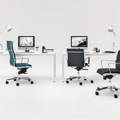 Poltrone da Ufficio ergonomiche in tessuto con schienale in diverse altezze e struttura in metallo con ruote Sky soft/ten/mesh di Milani