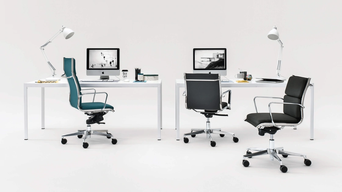 Poltrone da Ufficio ergonomiche in tessuto con schienale in diverse altezze e struttura in metallo con ruote Sky soft/ten/mesh di Milani